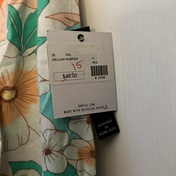 NWT O'Neill Delilah Multicolor Floral Romper Tropical Swim Coverup Size Small - Picture 6 of 9